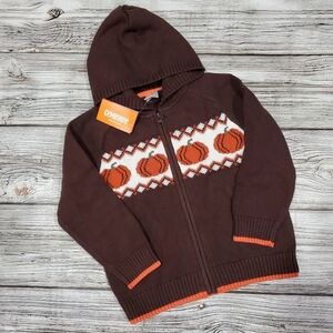 Gymboree Pumpkin Sweater Zip Up Knit Pumpkin Hoodie Fall Harvest NWT